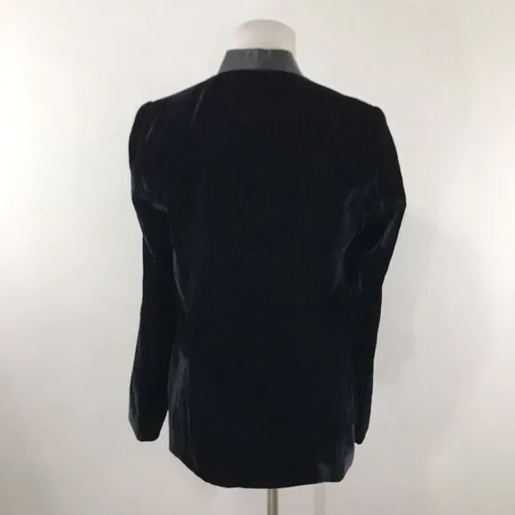 Elie Tahari‎ Womens Tori Black Velvet One-Button Blazer Jacket 2